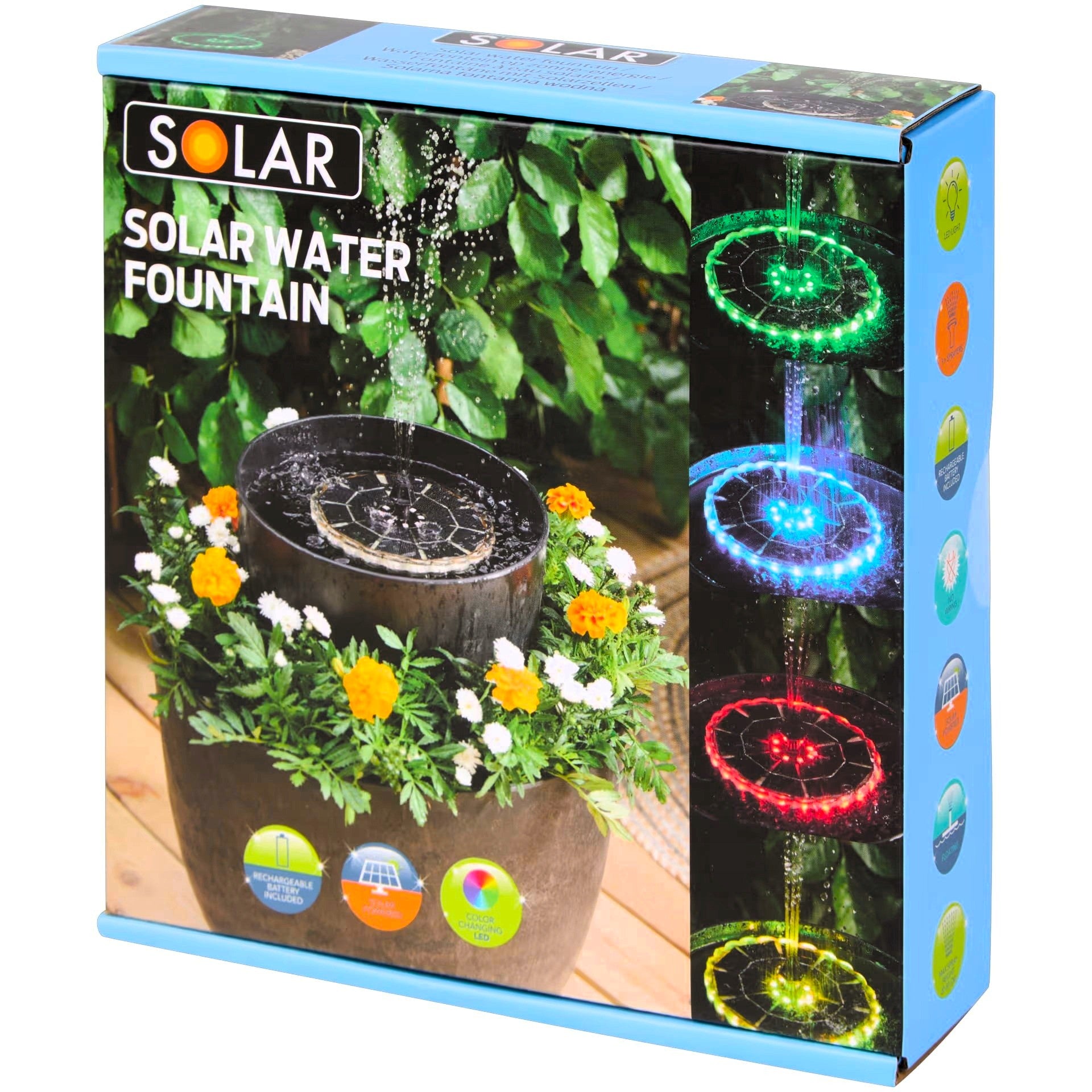 SOLAR FOUNTAIN WITH BATTERY GARDEN LED FLOATING WATER PUMP 16 CM Packaging status original