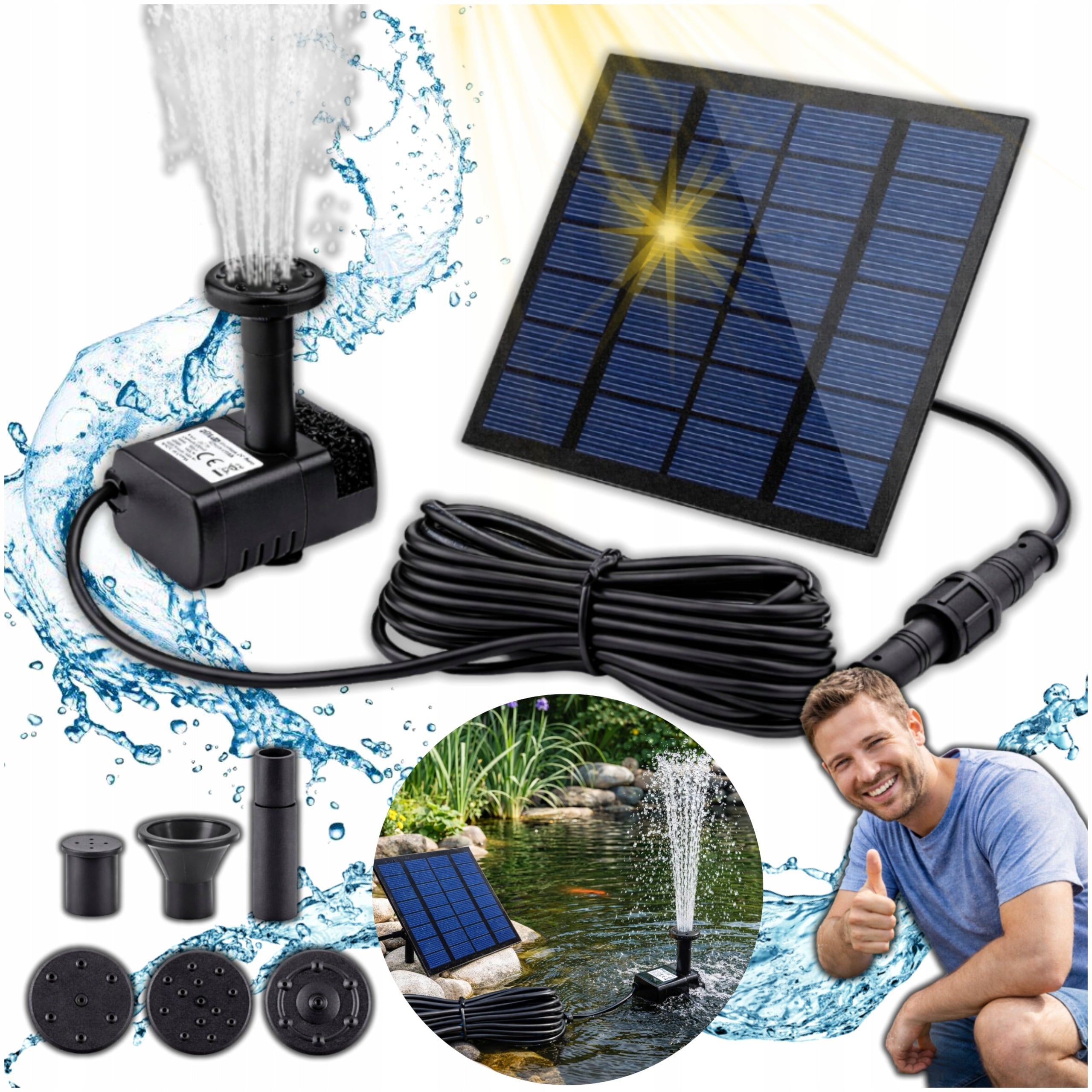 SOLAR GARDEN FOUNTAIN FOR WATER GARDEN WATER MESH POND LAKE PUMP