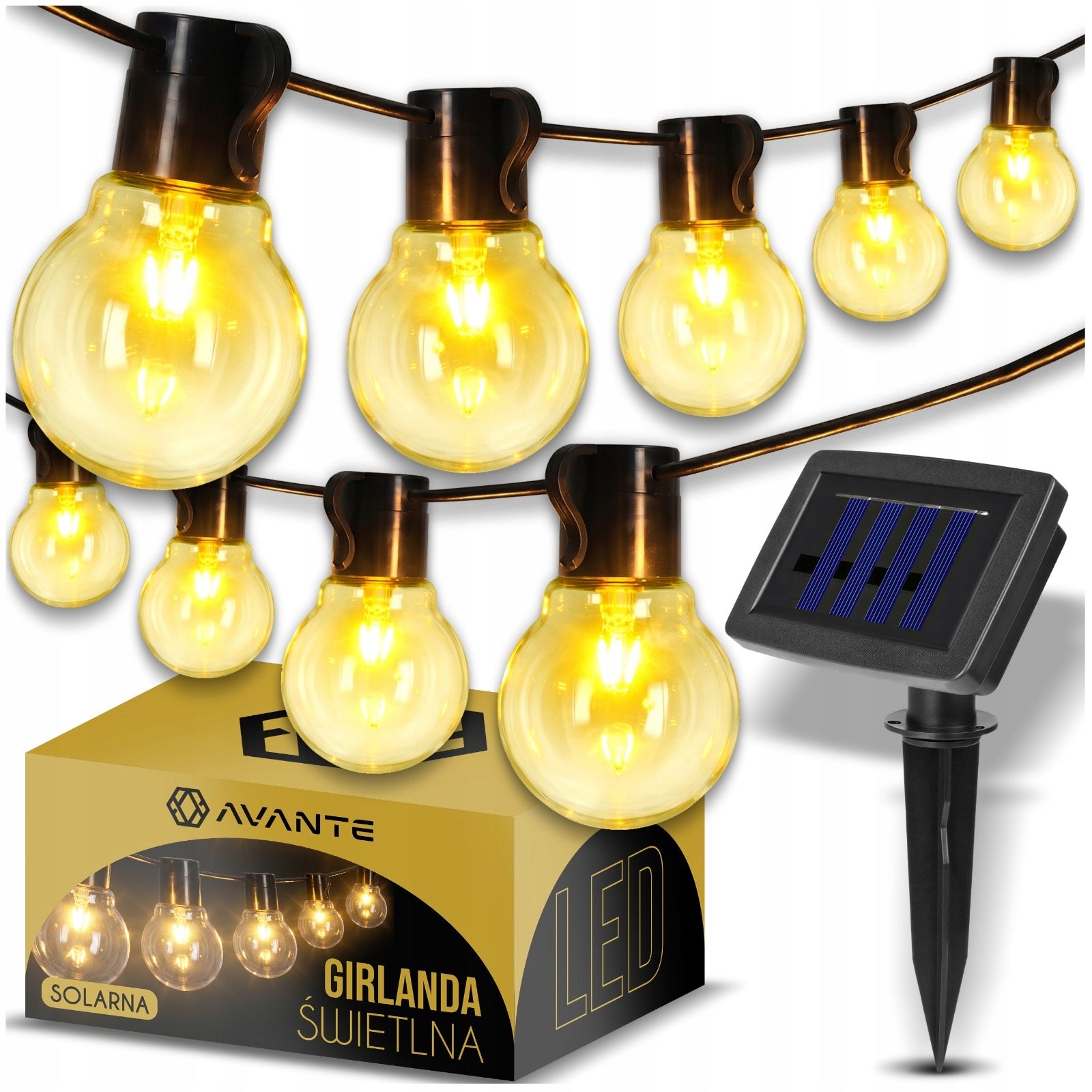 SOLAR GARDEN GARLAND 3,7m 10x LED BALLS GARDEN LIGHTS