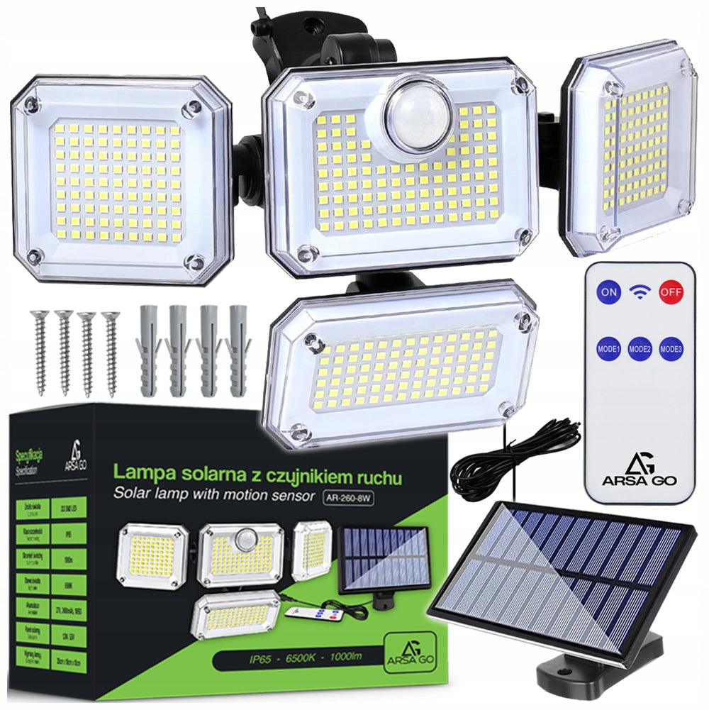 SOLAR GARDEN LAMP LED OUTDOOR WITH MOTION SENSOR 4in1 + CABLE 5m