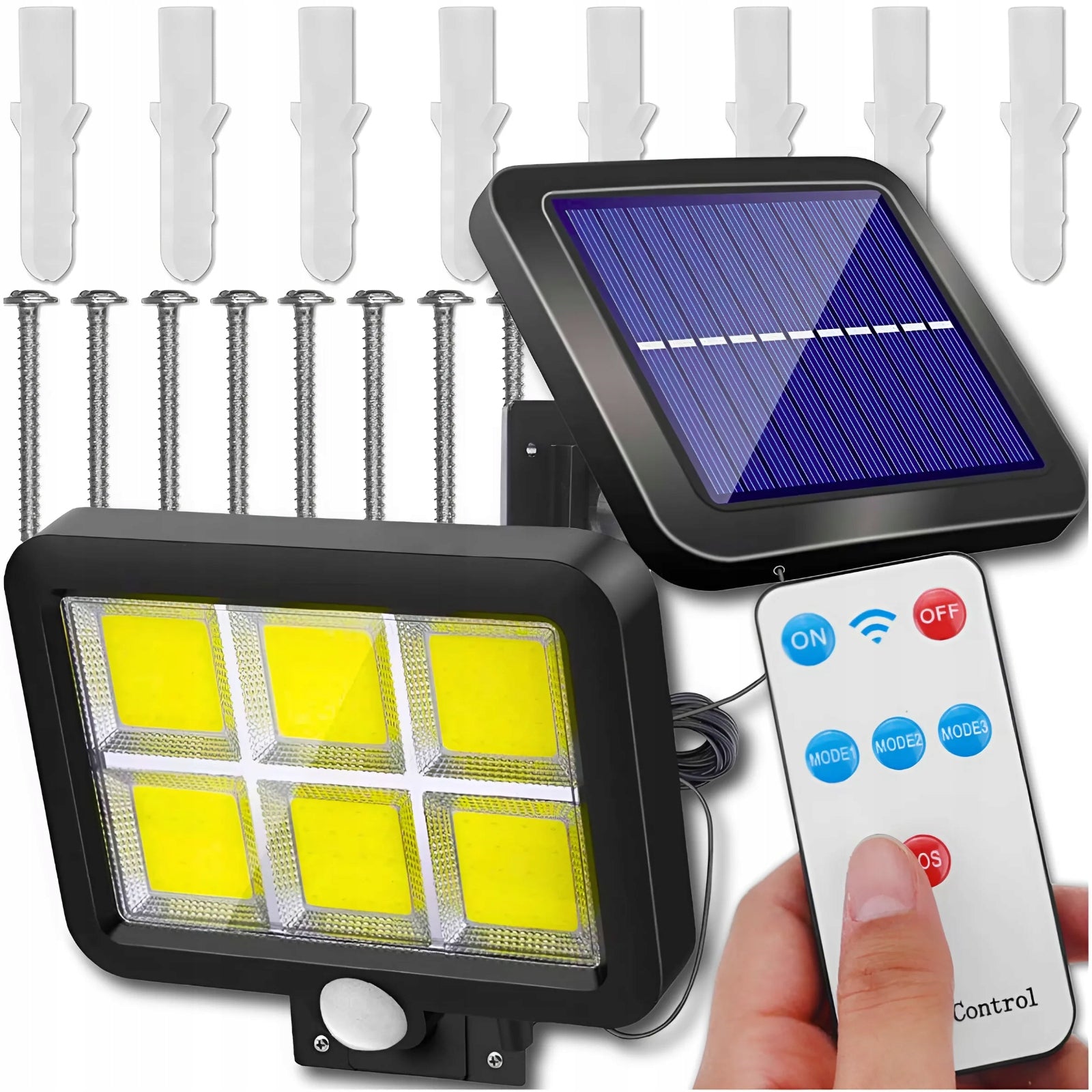 SOLAR GARDEN LAMP WITH OUTDOOR DUSK MOTION SENSOR + REMOTE CONTROL