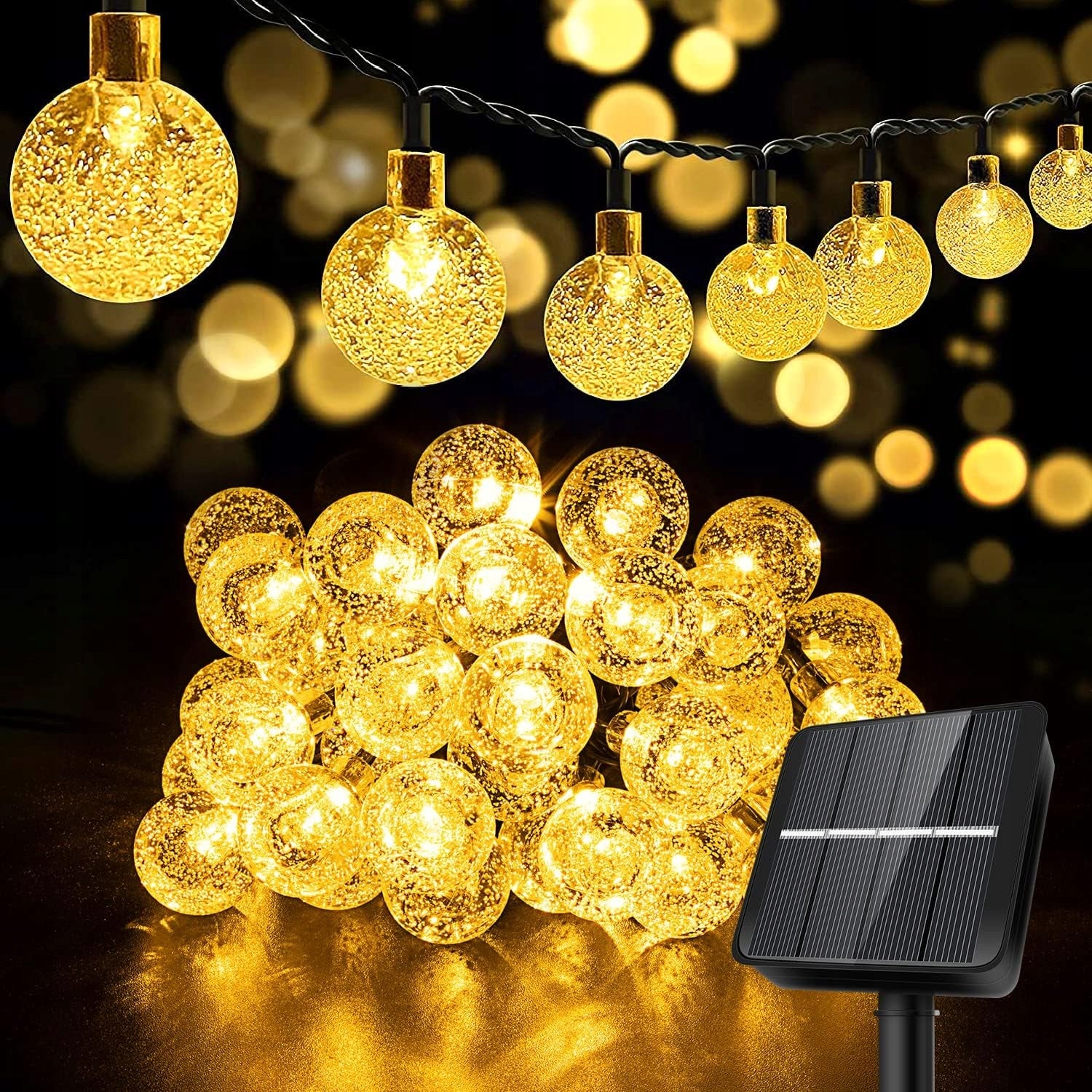 SOLAR GARDEN LIGHTS SOLAR GARLAND 100LED BALLS WHITE WARM 19m Length 19000 cm