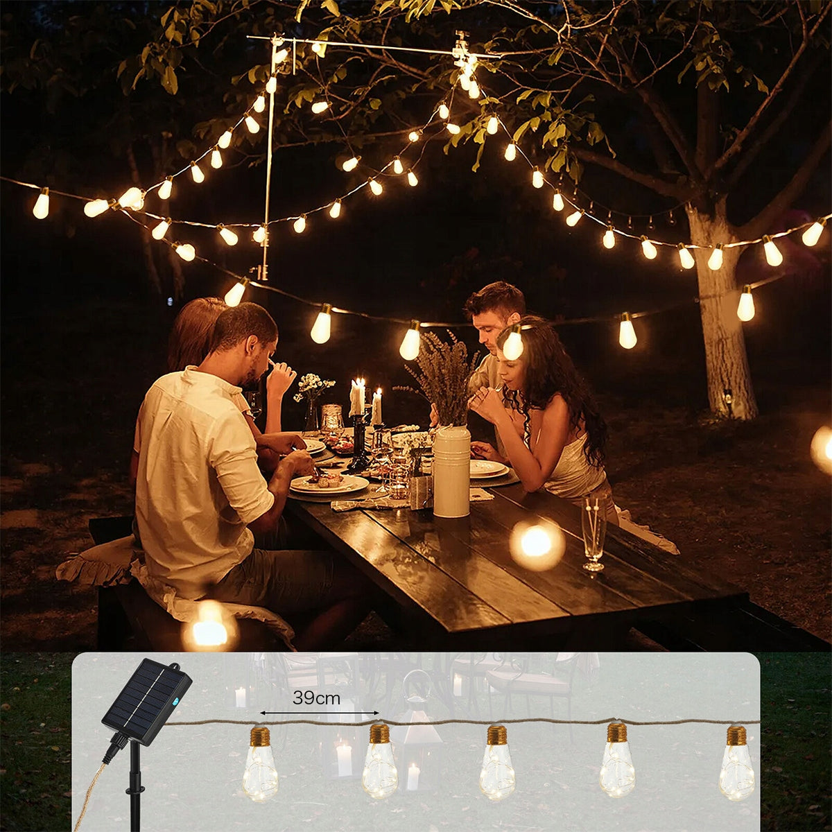 SOLAR GARLAND 7.8m 16LED Garden Lights Decorative IP65 Energy efficiency class - old classification E