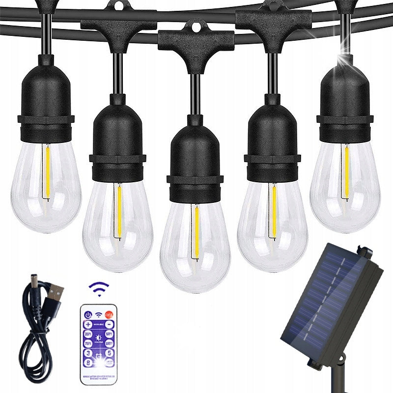 SOLAR GARLAND BALCONY GARDEN LIGHTS 15M 15 LED REMOTE CONTROL S14 CHAIN