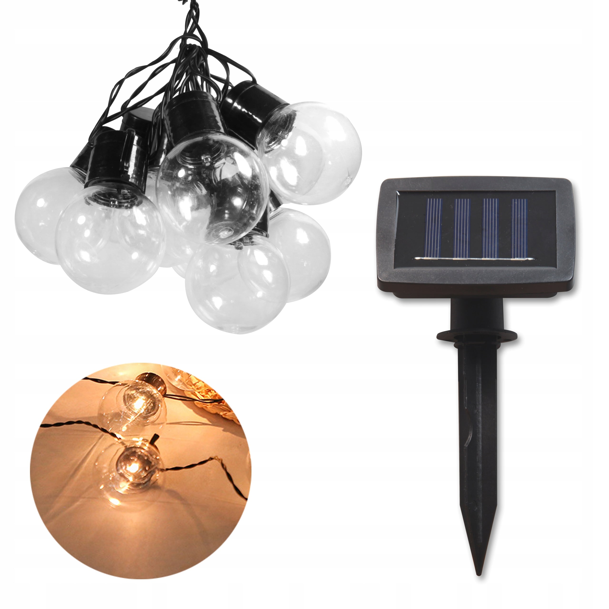 SOLAR GARLAND GARDEN LAMP balcony BALLS terrace 10 LED 335cm Brand Masterled