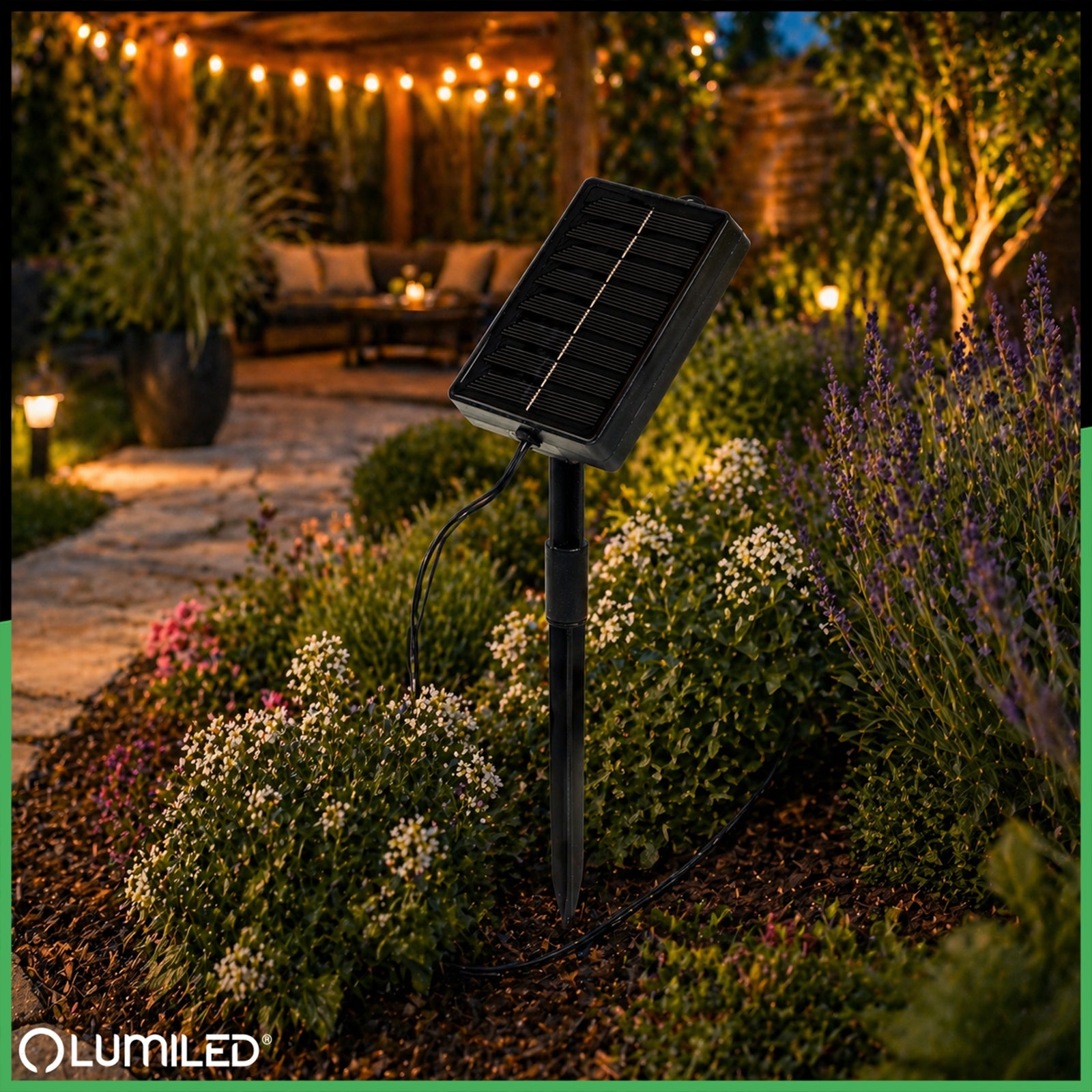SOLAR GARLAND GARDEN LIGHT 50LED LED BULB BALCONY Balls Terrace Brand Lumiled