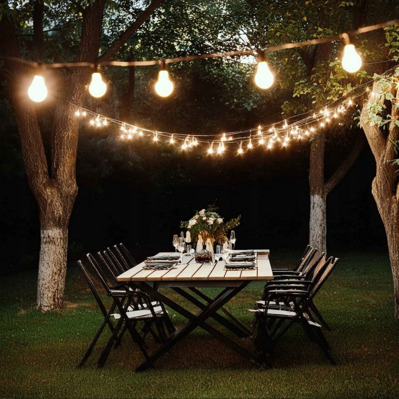 SOLAR GARLAND LED 10M E27 BULB WITH REMOTE CONTROL GARDEN SOLAR LIGHTS Brand Led Light
