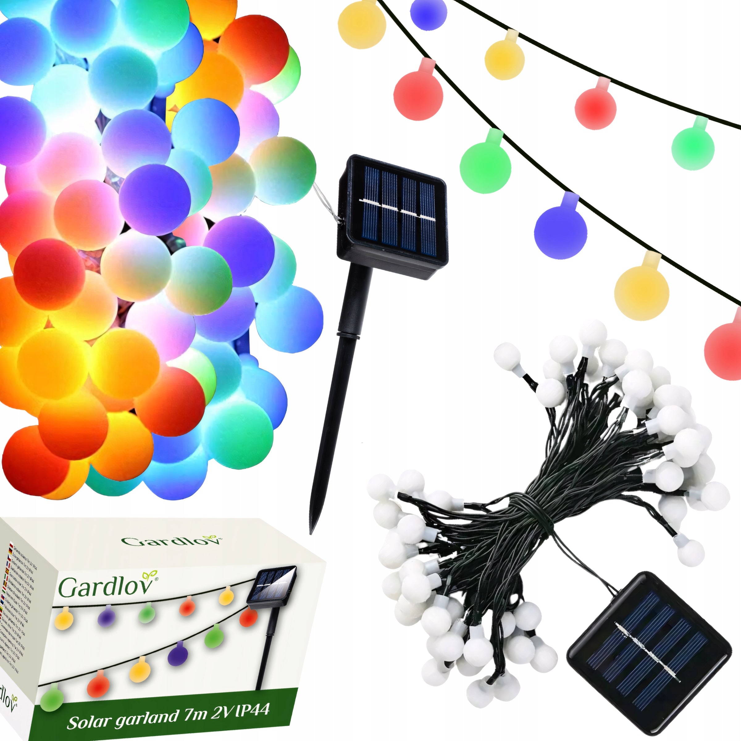 SOLAR GARLAND SOLAR LIGHTS 50 BALLS 7M LIGHT BALLS DUSK SENSOR