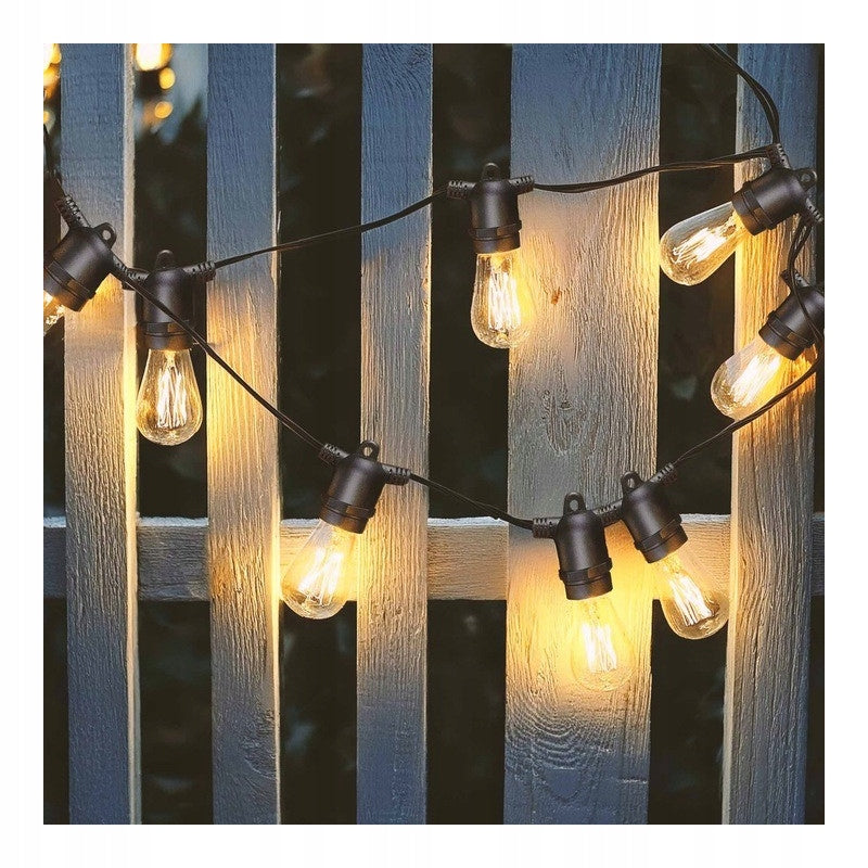 SOLAR Garden Garland Light 10M 10X LED Bulb E27 + REMOTE CONTROL CABLE Light color warm white