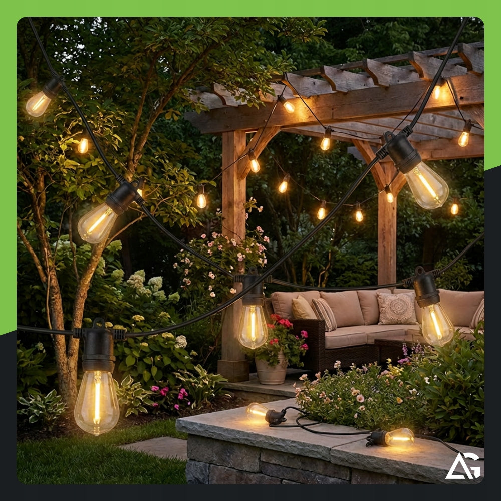 SOLAR Garden Garland Light 10M 10X LED Bulb E27 + REMOTE CONTROL CABLE Manufacturer code SOLARNE LAMPKI OGRODOWE WODOODPORNA ŁAŃCUCH