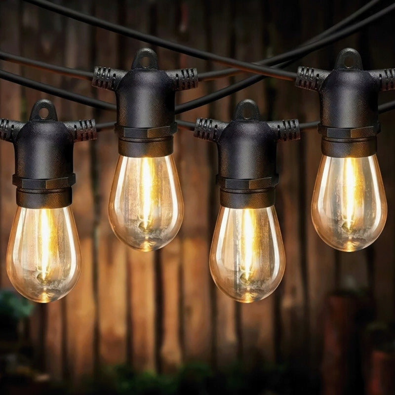 SOLAR Garden Garland Light 10M 10X LED Bulb E27 + REMOTE CONTROL CABLE Power supply solar