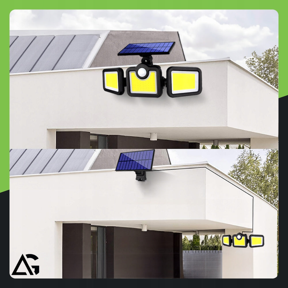 SOLAR LAMP 3in1 LED WITH DUSK MOTION SENSOR COB REMOTE CONTROL SEPARATE PANEL Packaging status original