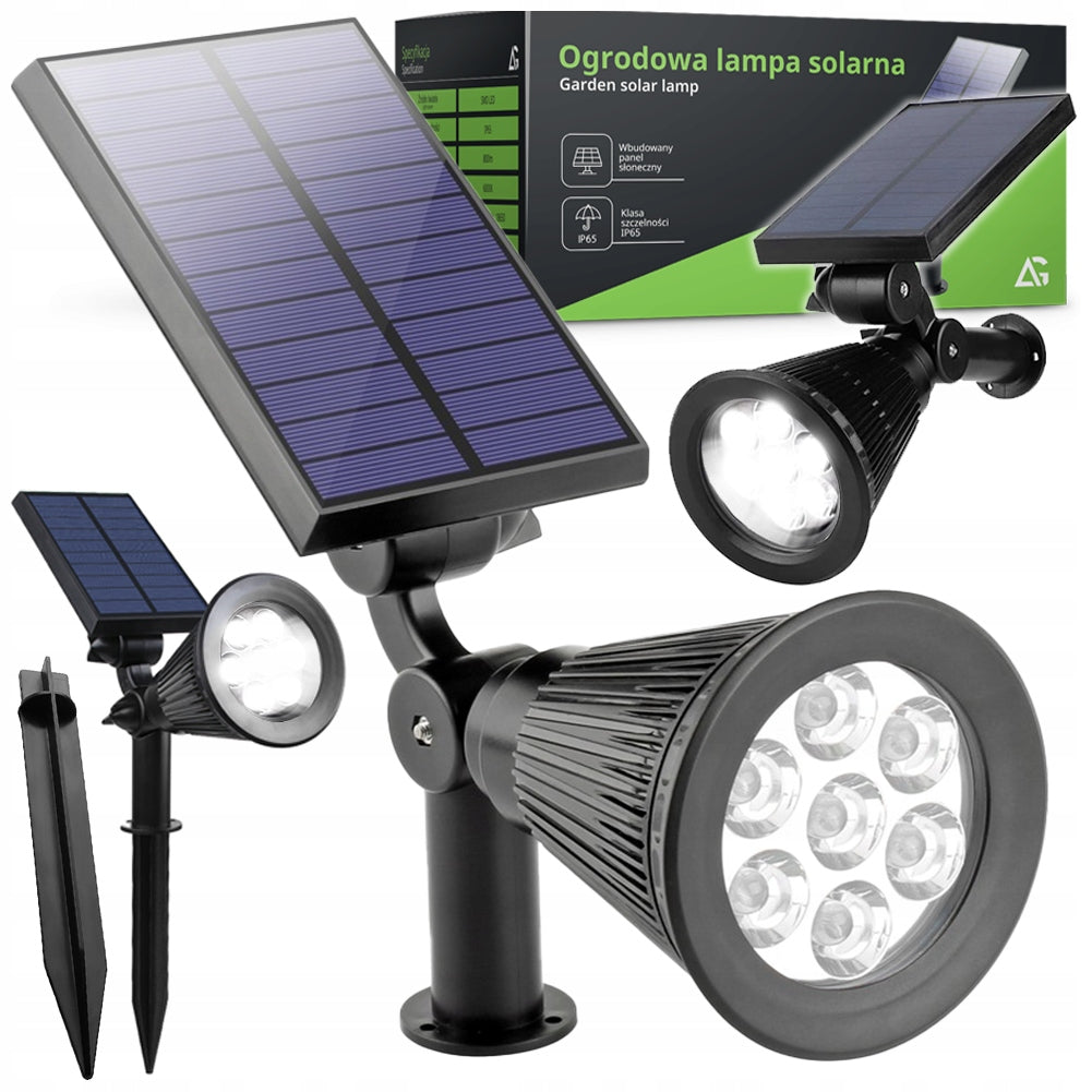 SOLAR LAMP 7 LED HAMMERED GARDEN DUSK SENSOR FOR GARDEN SPOTLIGHT