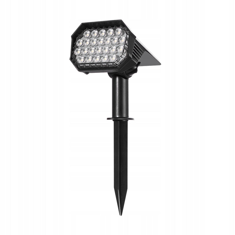 SOLAR LAMP HAMMERED QUADRA LED SPOTLIGHT GARDEN SOLAR DUSK SENSOR