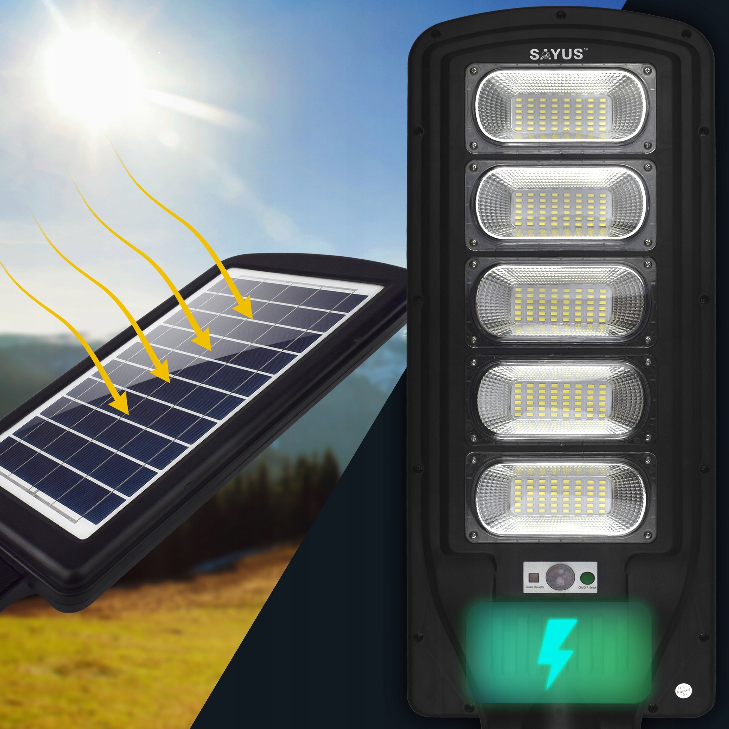 SOLAR LAMP LED GARDEN STREET LANTERN FOR REMOTE CONTROL MOTION SENSOR STRONG Packaging status original