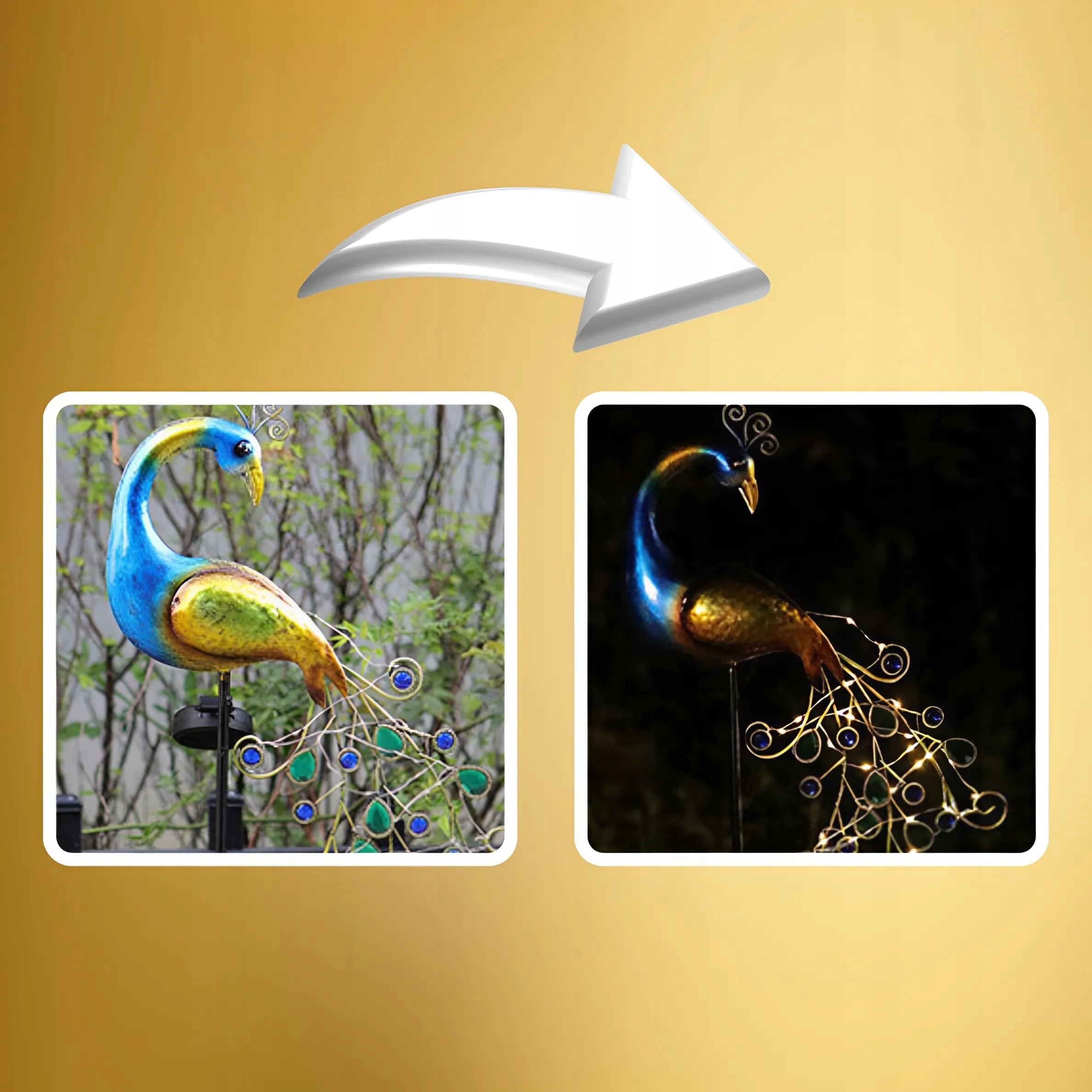 SOLAR LAMP LED PEACOCK GARDEN LAMP DRIVEN INTO GARDEN SOLAR ORNAMENT 40LED Brand MEMFLOW
