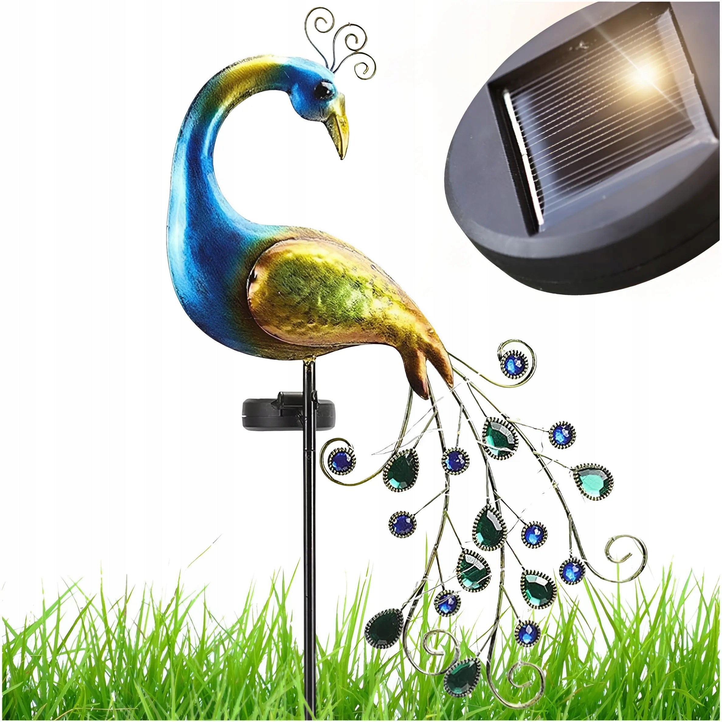SOLAR LAMP LED PEACOCK GARDEN LAMP DRIVEN INTO GARDEN SOLAR ORNAMENT 40LED