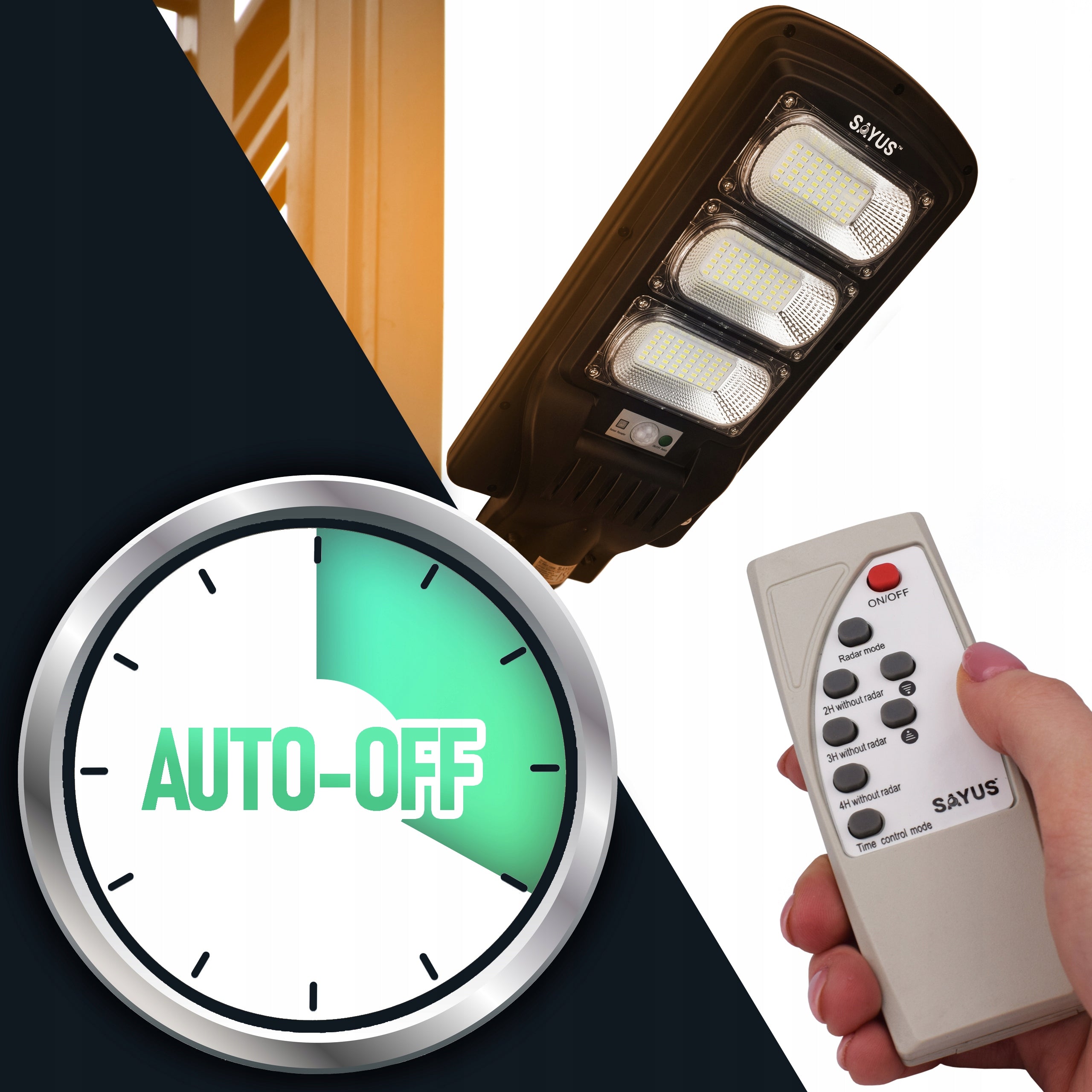 SOLAR LAMP LED STREET LAMP GARDEN MOTION SENSOR DUSK REMOTE CONTROL Power supply battery solar