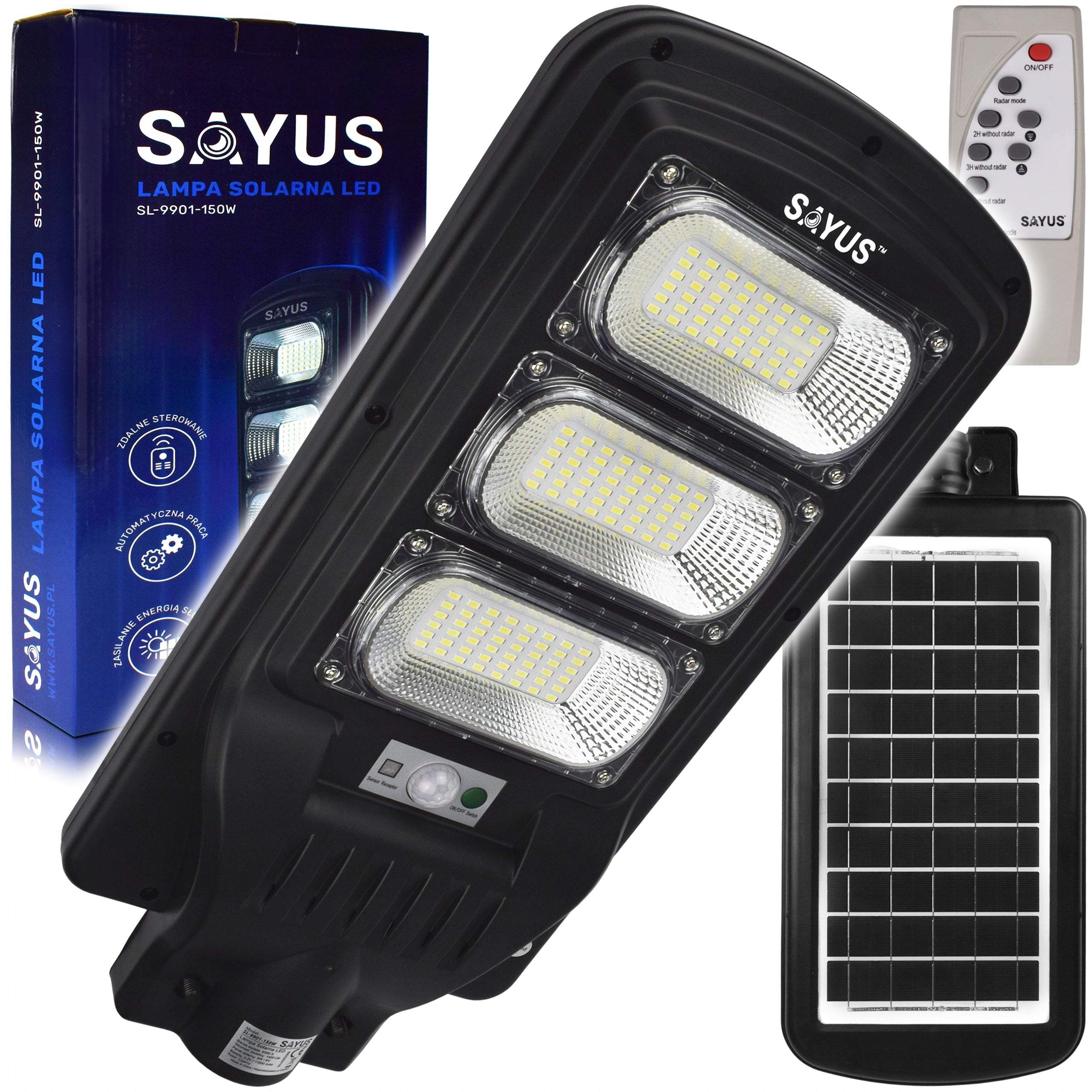 SOLAR LAMP LED STREET LAMP GARDEN MOTION SENSOR DUSK REMOTE CONTROL