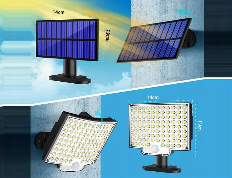 SOLAR LAMP MOTION AND DUSK SENSOR OUTDOOR WALL LAMP REMOTE CONTROL 108LED Brand Dampod