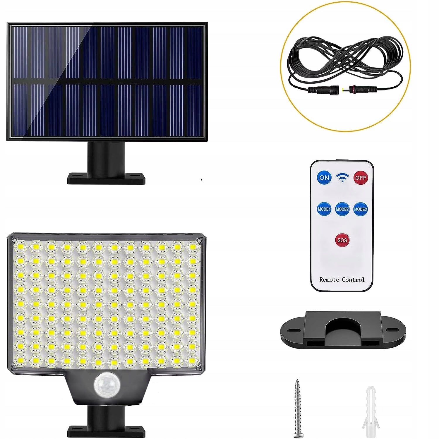 SOLAR LAMP MOTION AND DUSK SENSOR OUTDOOR WALL LAMP REMOTE CONTROL 108LED Packaging status original