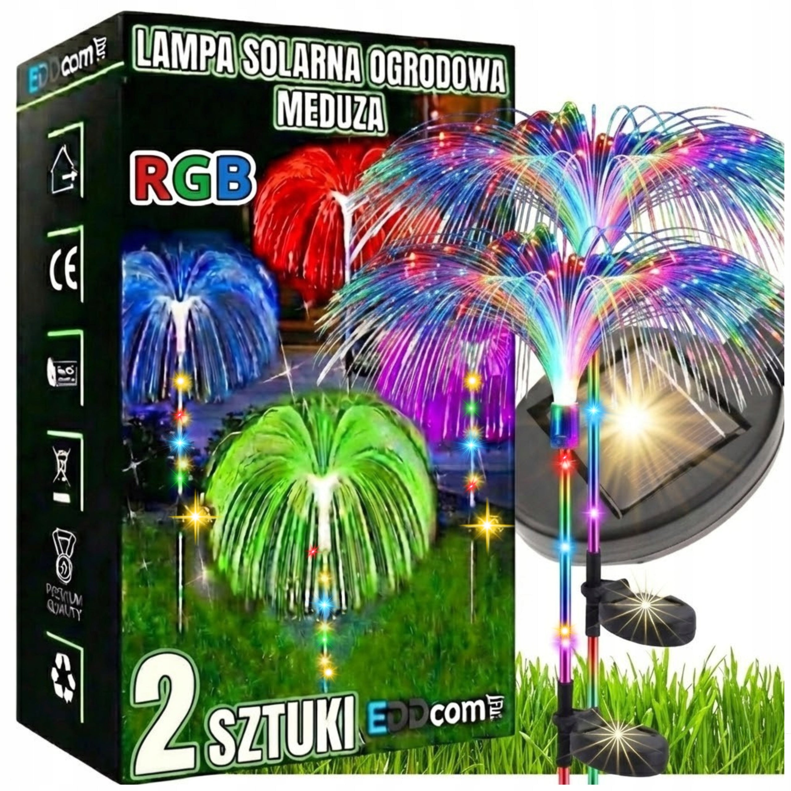 SOLAR LED GARDEN LAMP JELLYFISH RGB HAMMERED WITH DANDELION SENSOR 2pcs