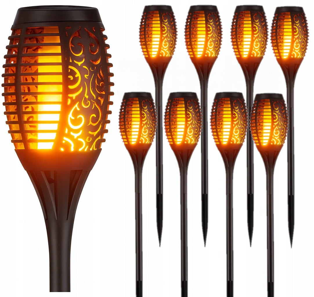 SOLAR LED GARDEN LIGHT SOLAR TORCH FLAME EFFECT SET OF 8