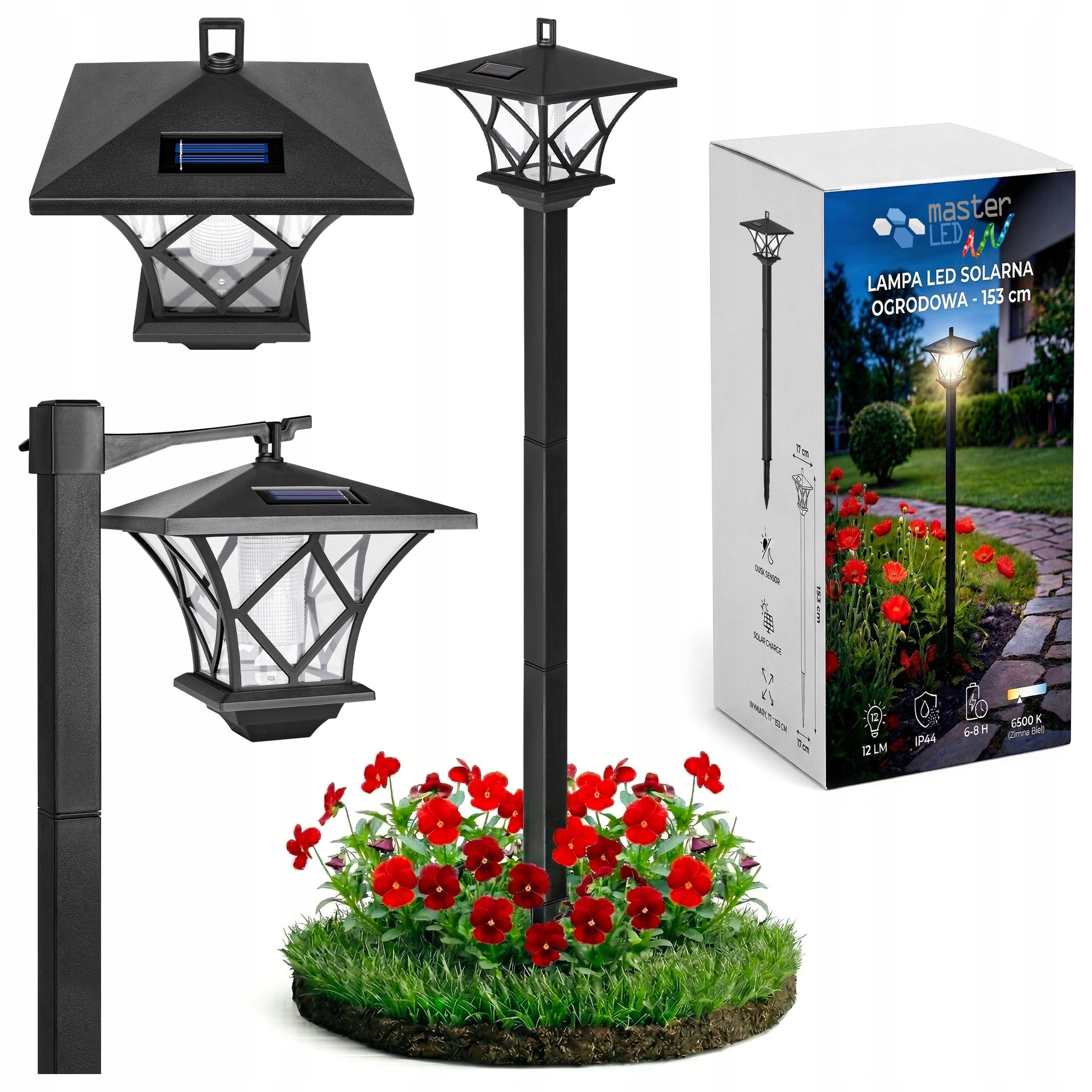 SOLAR LED Garden Lamp 1,5m LANTERN Outdoor Standing Post