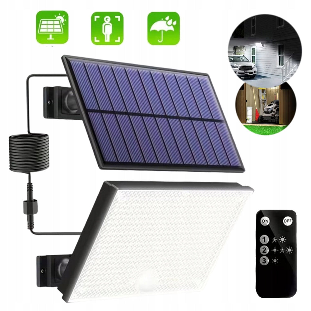 SOLAR LED LAMP 300W WITH MOTION TWILIGHT SENSOR REMOTE CONTROL WITH SEPARATE PANEL