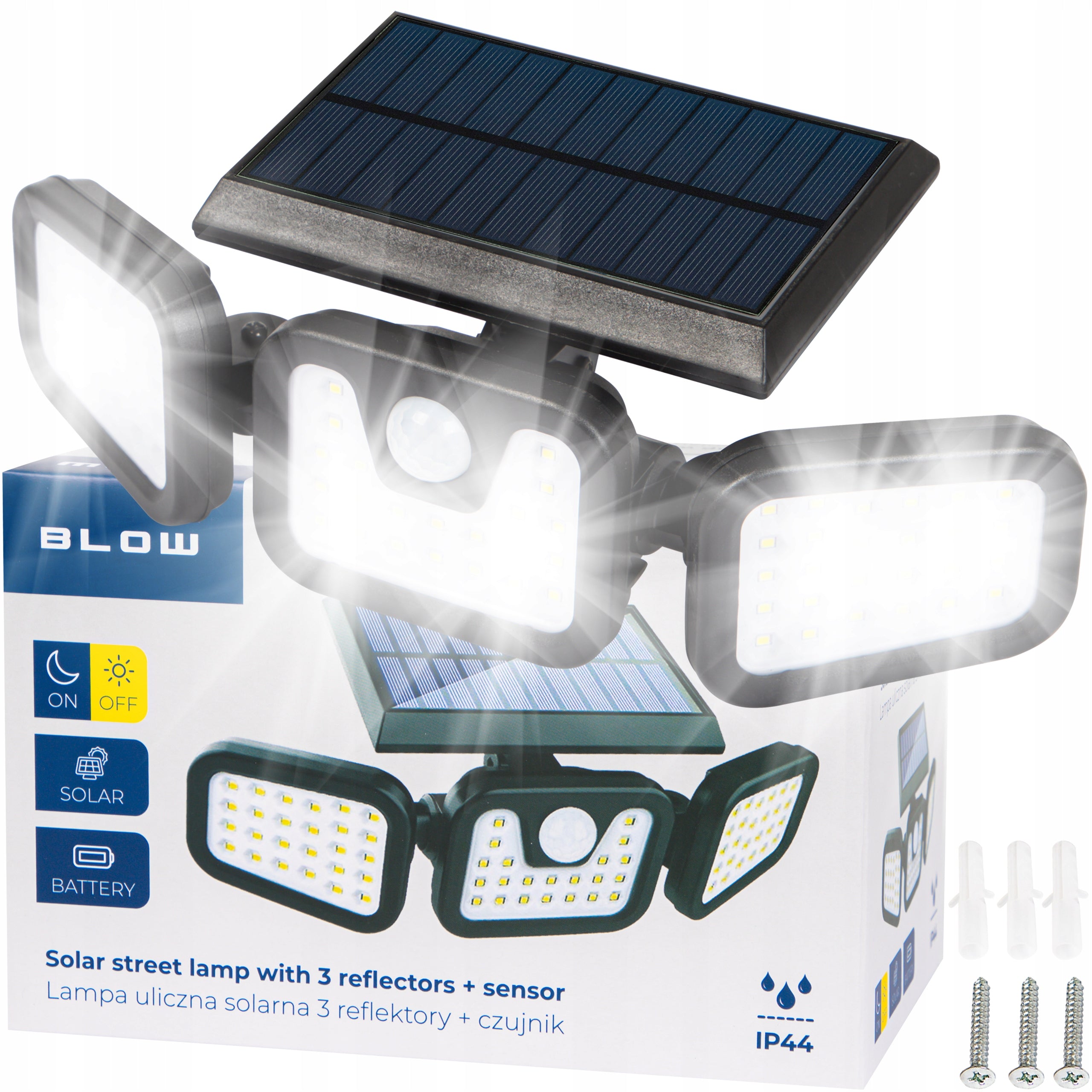 SOLAR LED LAMP 3in1 OUTDOOR STREET GARDEN TWILIGHT AND MOTION SENSOR