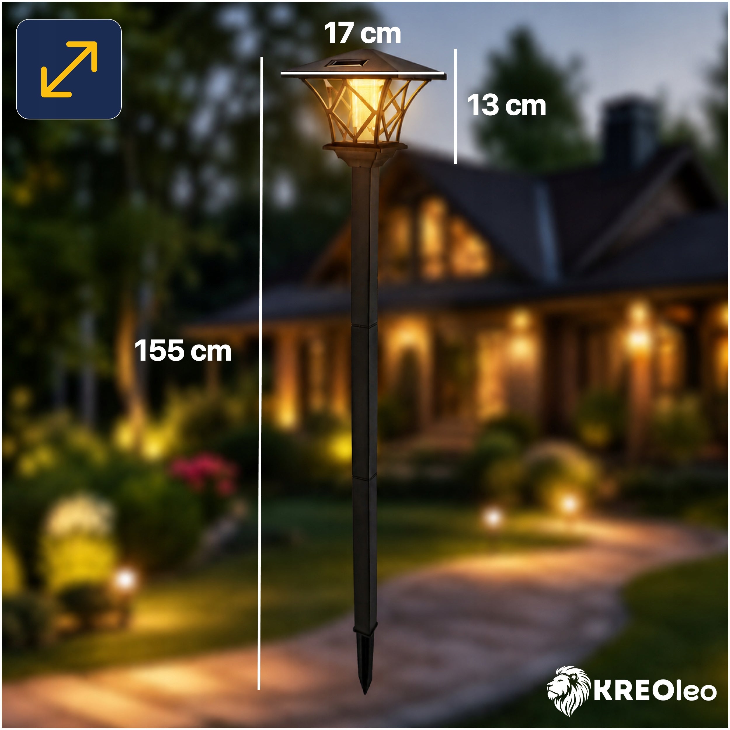 SOLAR LED LAMP FOR GARDEN LIGHTING GARDEN HIGH 155CM SOLAR LAMP Manufacturer code Lampa solarna LED 155cm sklep KREOleo