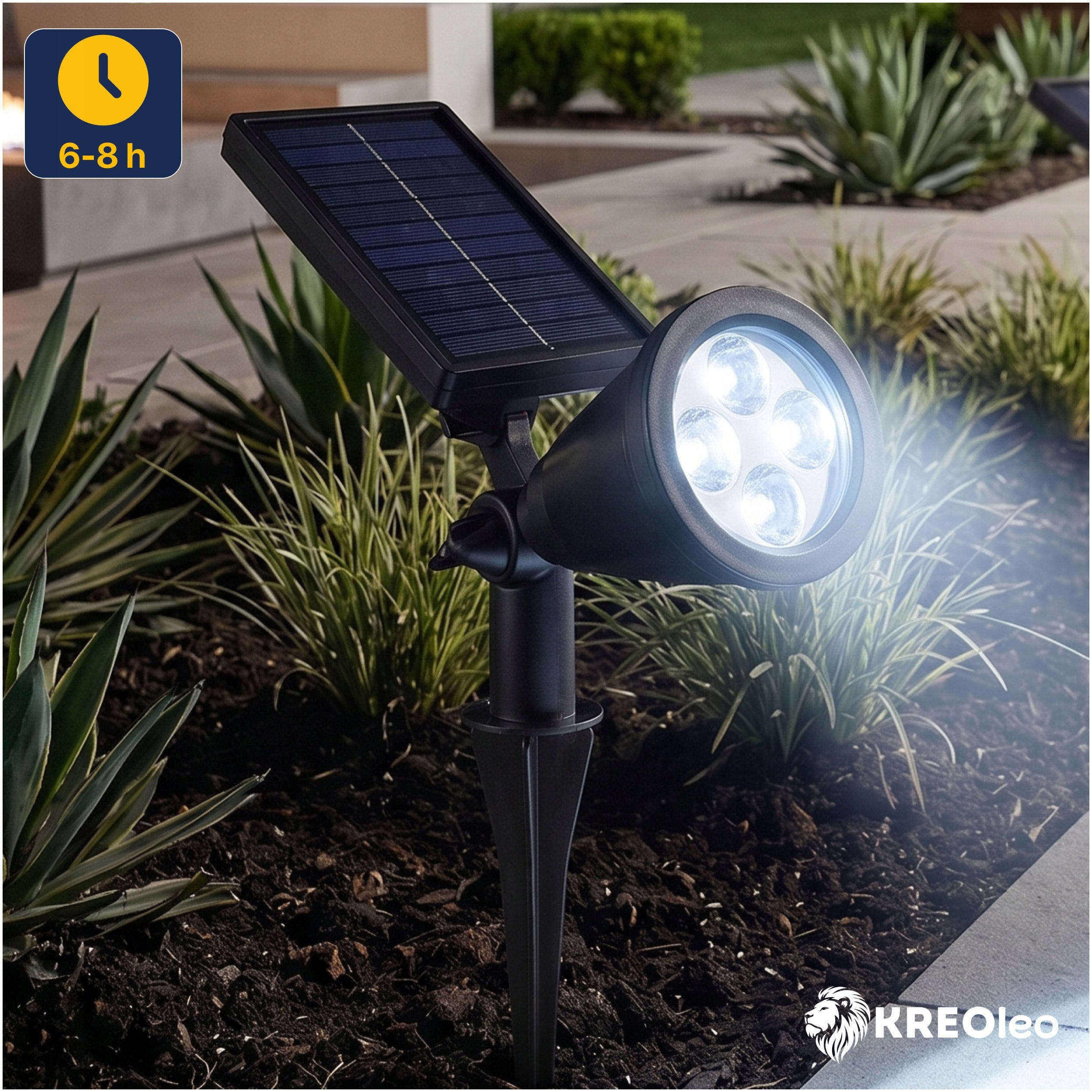 SOLAR LED LAMP WITH SENSOR FOR GARDEN SPOTLIGHT HAMMERED WATERPROOF Manufacturer code LED Lampka solarna do ogrodu KREOleo
