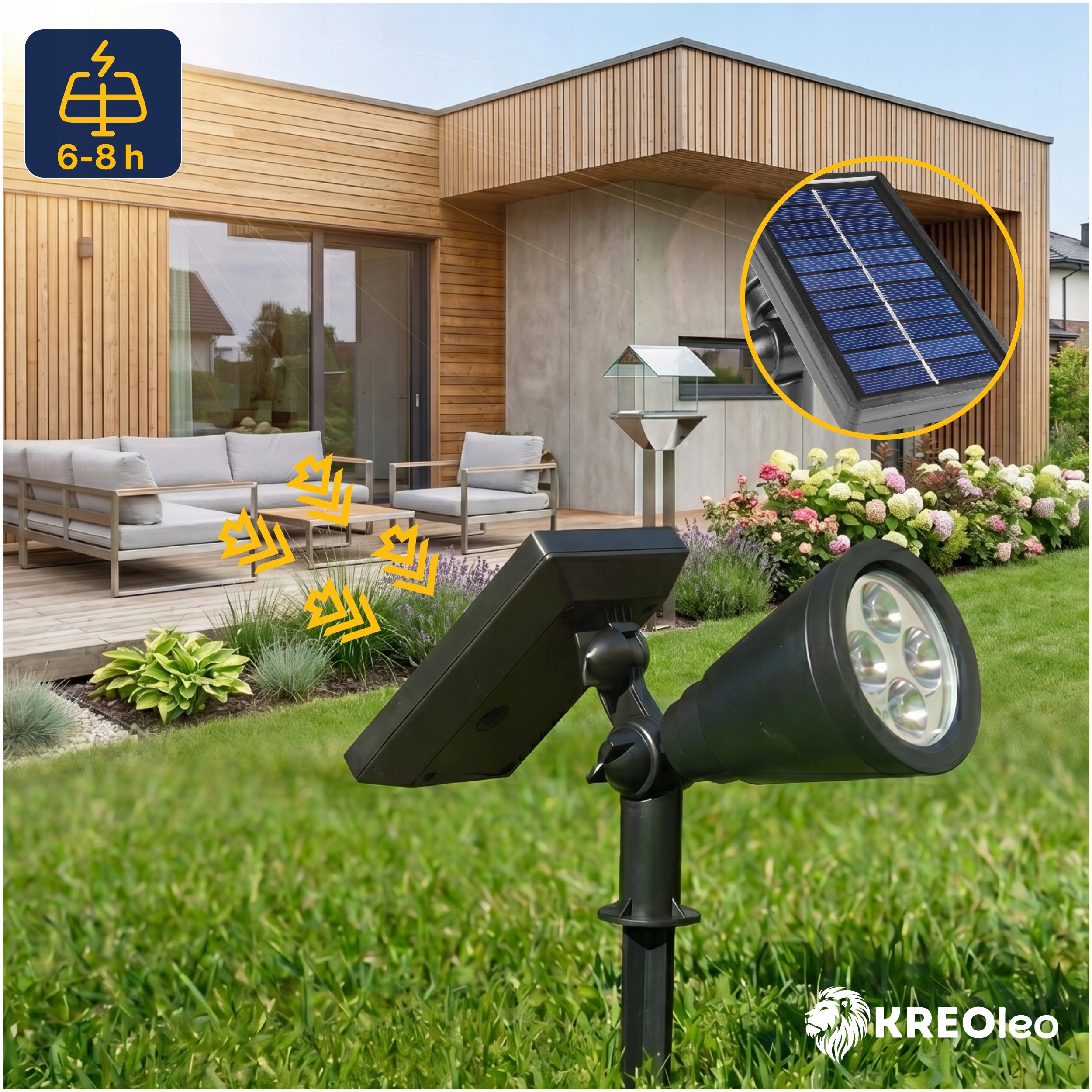 SOLAR LED LAMP WITH SENSOR FOR GARDEN SPOTLIGHT HAMMERED WATERPROOF Packaging status original