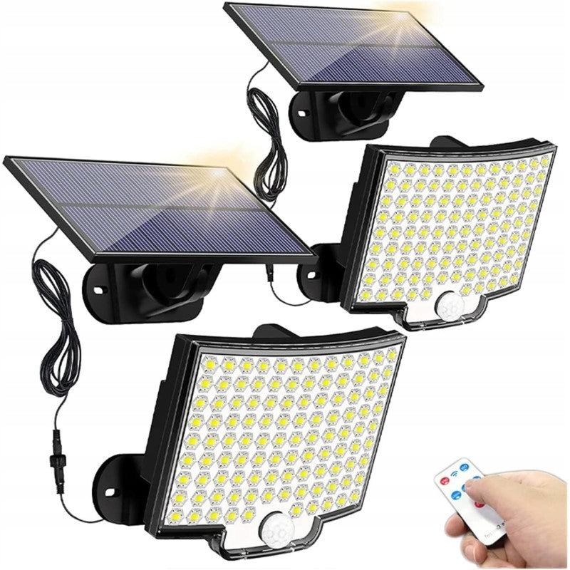 SOLAR LED LAMP WITH SEPARATE PANEL 300W REMOTE CONTROL WITH MOTION TWILIGHT SENSOR Packaging status original