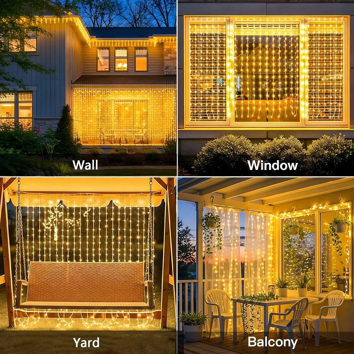 SOLAR LED LIGHT CURTAIN 3X3M 300 LEDS WITH REMOTE CONTROL 8 WATERPROOF MODES Packaging status original