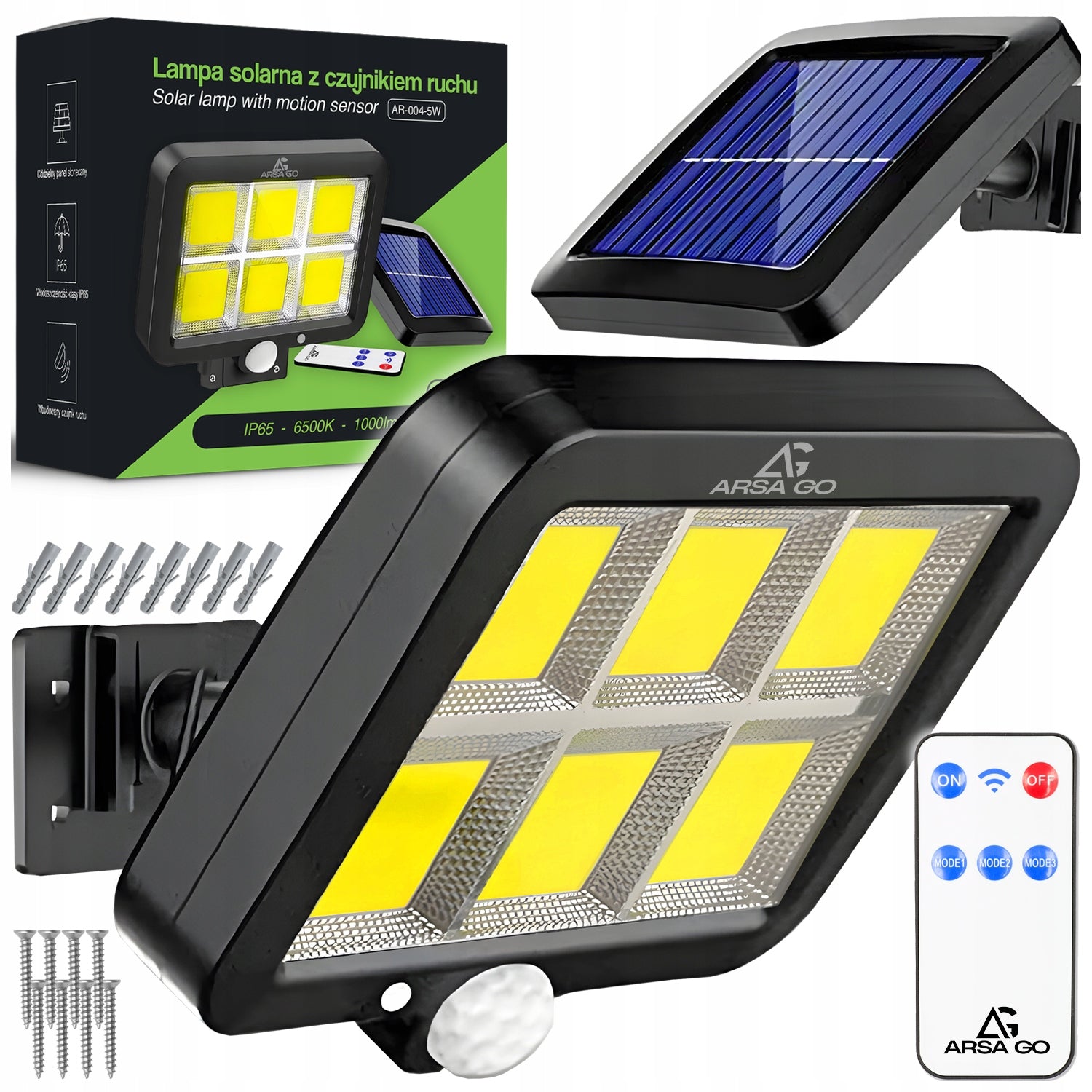 SOLAR LED OUTDOOR STREET GARDEN LAMP WITH DUSK MOTION SENSOR