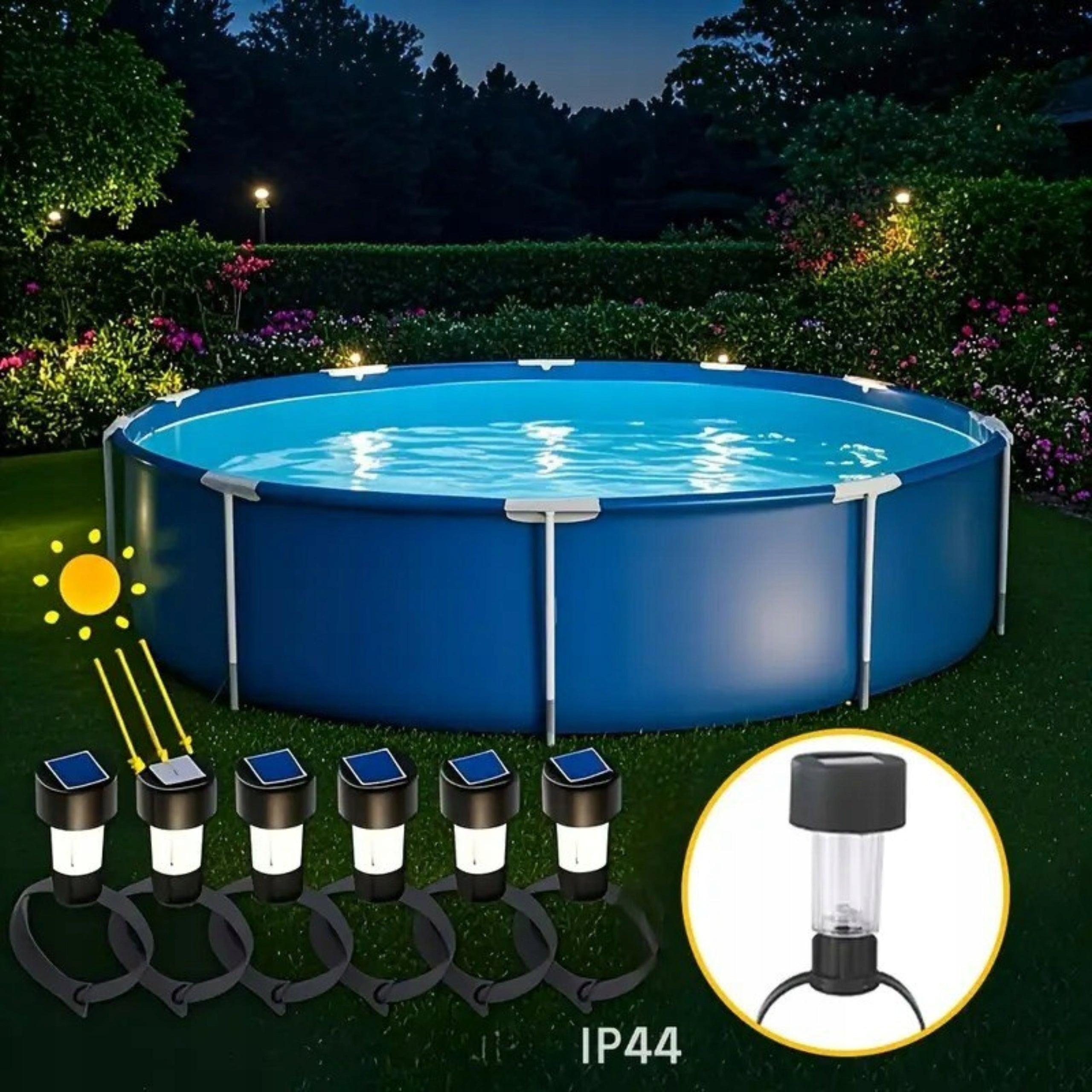 SOLAR LED POOL LIGHTS WATERPROOF SET OF 6PCS Brand 1byone