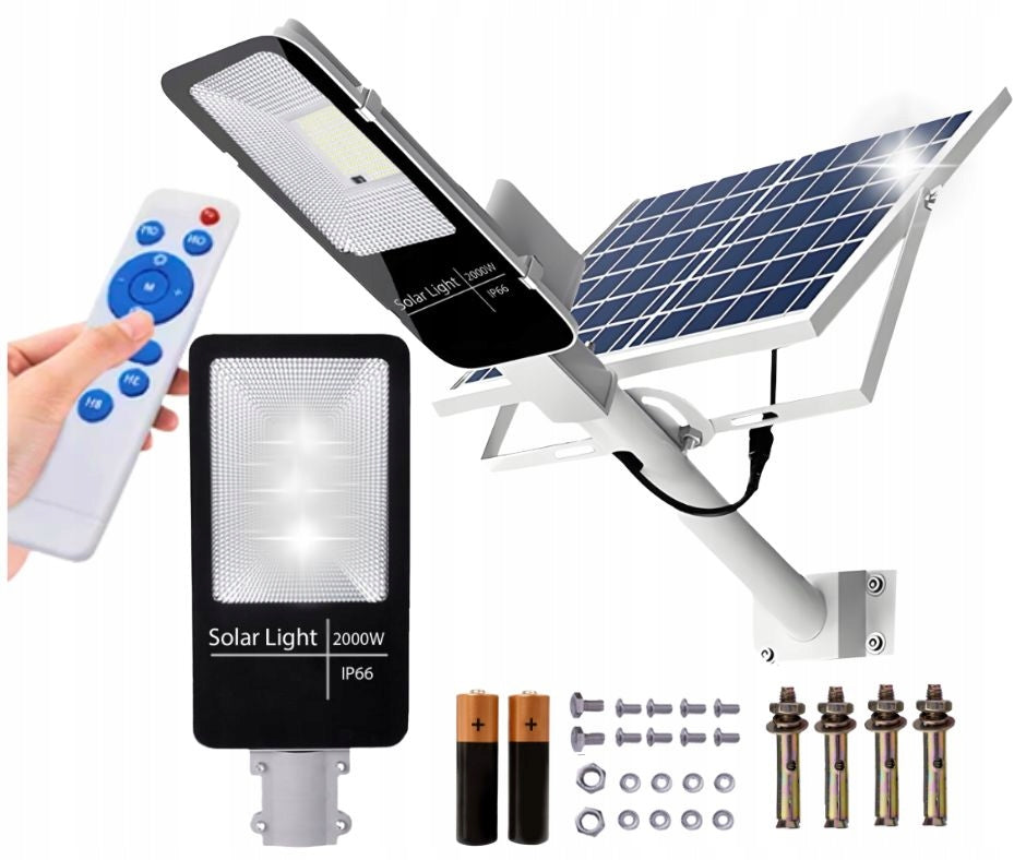 SOLAR LED STREET LAMP STRONG GARDEN DUSK SENSOR 2000W + REMOTE CONTROL