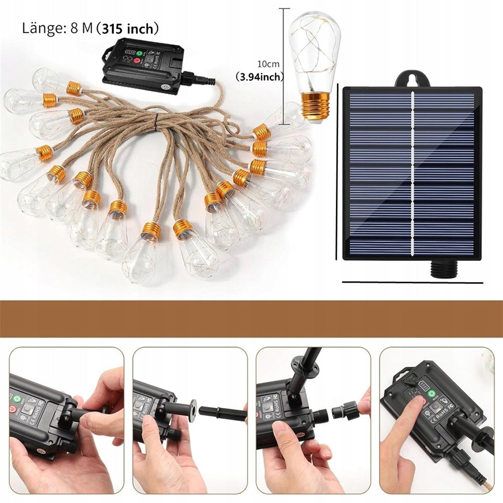 SOLAR LIGHT CHAIN OUTSIDE, FOR GARDEN, FOR BALCONY, TERRACE, WEDDING Packaging status original