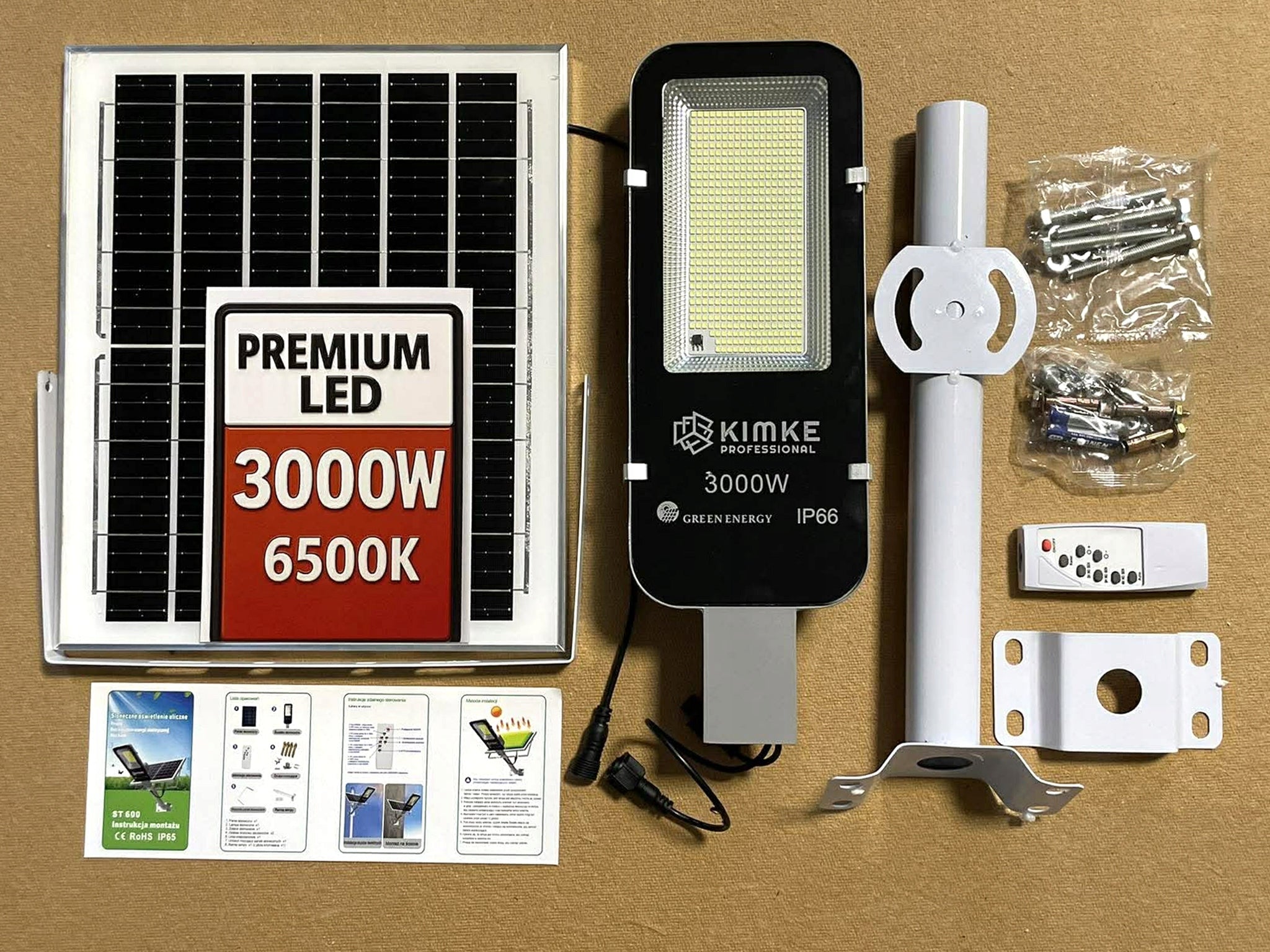 SOLAR Lamp + USB 3000W Street TWILIGHT MOTION SENSOR Strong HYBRID Manufacturer code CARSS-POL3000