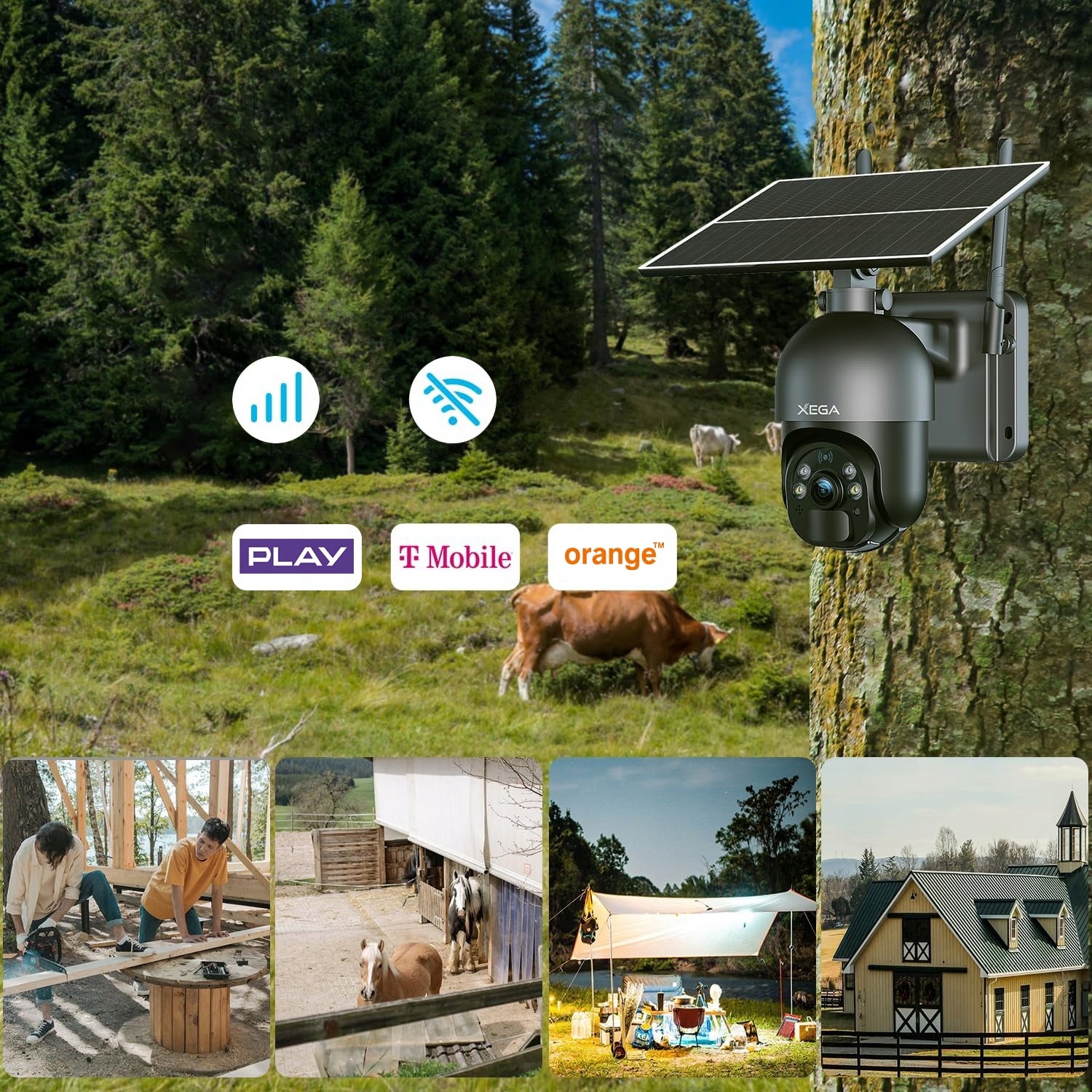 SOLAR OUTDOOR CAMERA ROTATING FOR SIM CARD 4G LTE GSM 2K 3MP WITH CARD Packaging status original