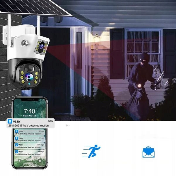 SOLAR OUTDOOR CAMERA TWO LENSES 8MPx FOR SIM CARD 4G WIRELESS Manufacturer code LS3 MAX 4G