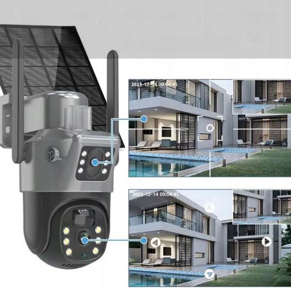 SOLAR OUTDOOR CAMERA TWO LENSES 8MPx FOR SIM CARD 4G WIRELESS Packaging status original