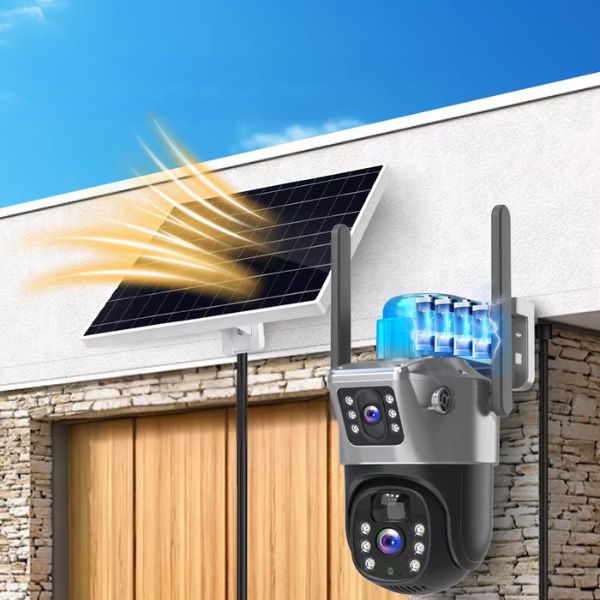 SOLAR OUTDOOR CAMERA TWO LENSES 8MPx FOR SIM CARD 4G WIRELESS Product weight with unit packaging 1 kg