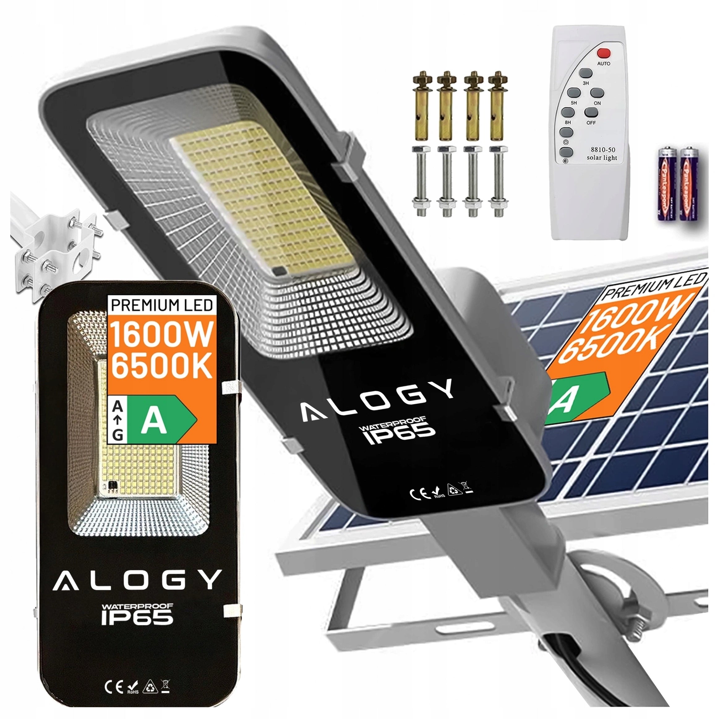 SOLAR OUTDOOR GARDEN LAMP 1600W LED STREET LIGHT WITH TWILIGHT SENSOR Packaging status original
