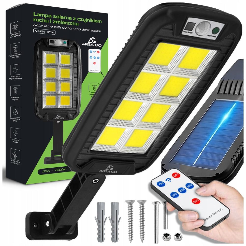 SOLAR OUTDOOR GARDEN LAMP WITH MOTION SENSOR LED 1200lm + HOLDER