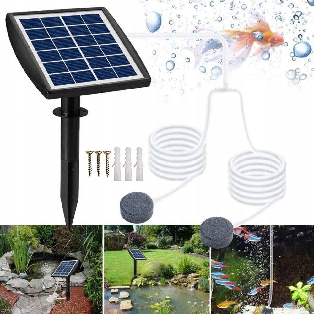 SOLAR POND AERATOR OXYGEN PUMP WITH HOSE 2200mAh AIR STONE