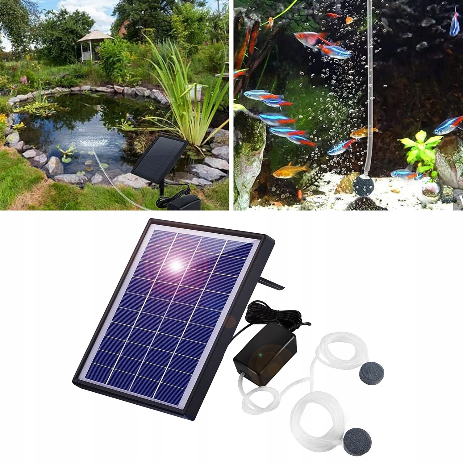 SOLAR POND AERATOR OXYGEN PUMP WITH HOSE 6W SOLAR POND PUMP Packaging status original