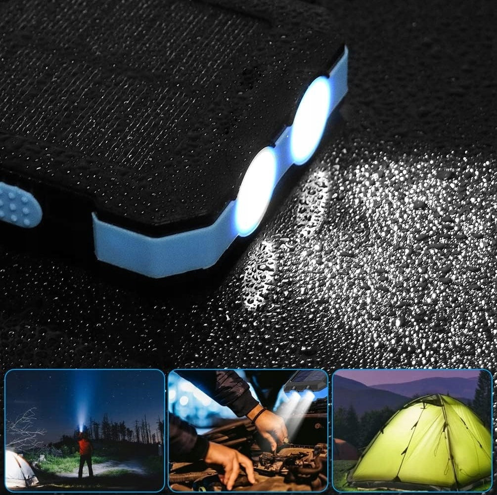 SOLAR POWER BANK 10000MAH 2X USB FOR CAMPING WATERPROOF FLASHLIGHT COMPASS Brand no brand