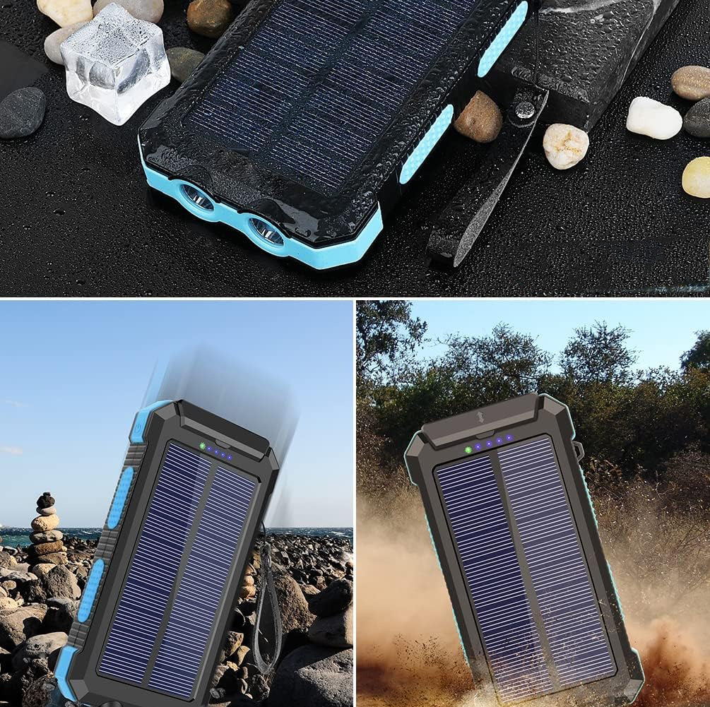 SOLAR POWER BANK 10000MAH BUILT-IN COMPASS WATERPROOF 2X USB Brand no brand